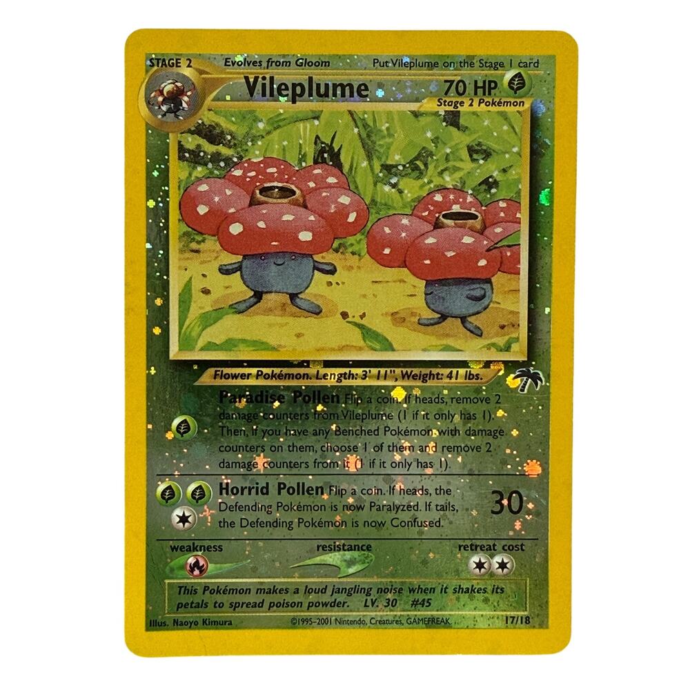 Pokémon TCG Vileplume 17/18 Southern Islands 2001 Reverse Holo Cosmo Swirl MP-LP